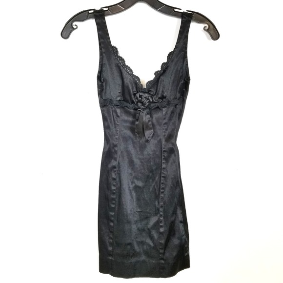 bebe Dresses & Skirts - Bebe Women Satin Mini Dress Sz XS Black Slip Y2K Sleeveless
